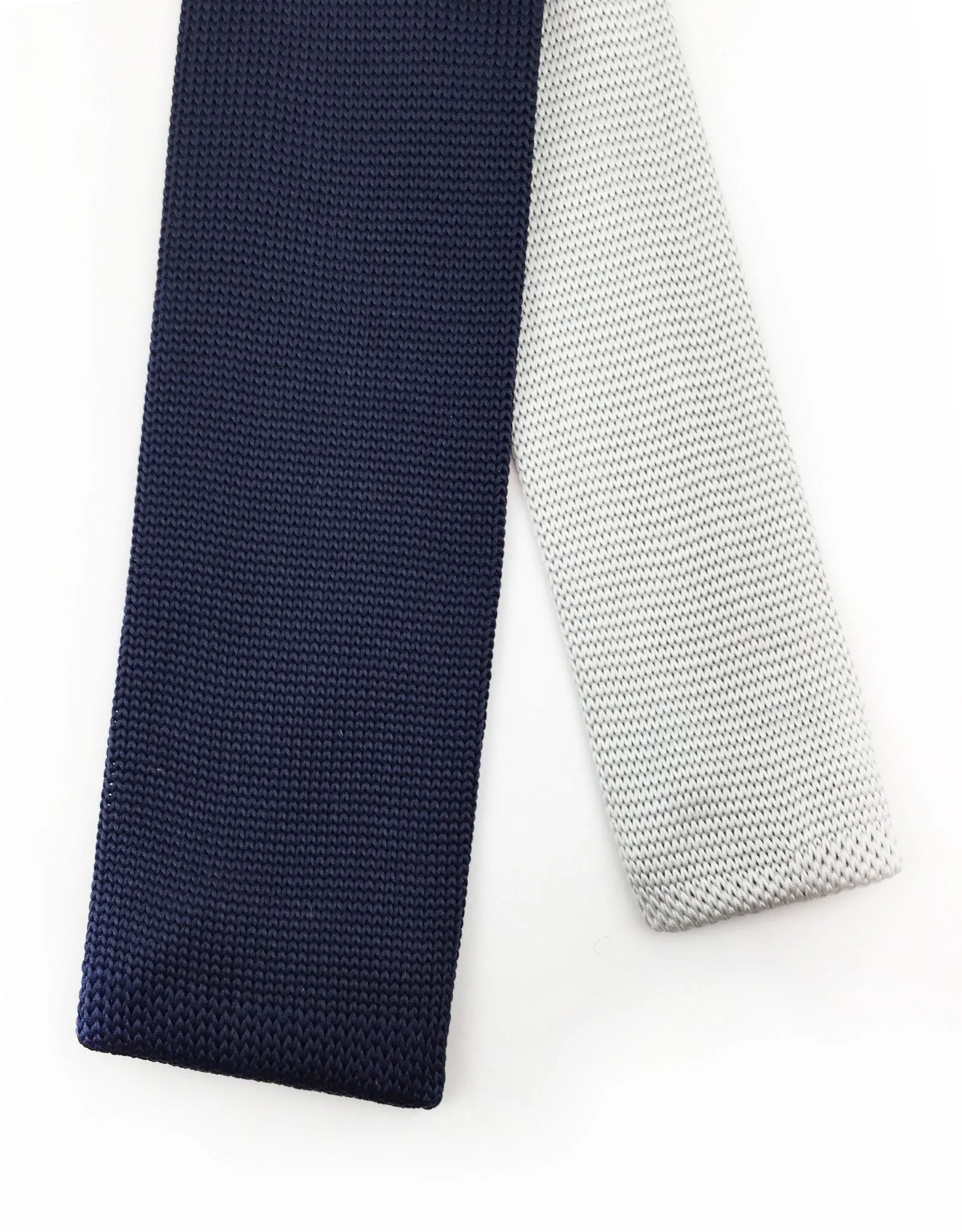 Silver, Navy & Burgundy Striped Knit Tie