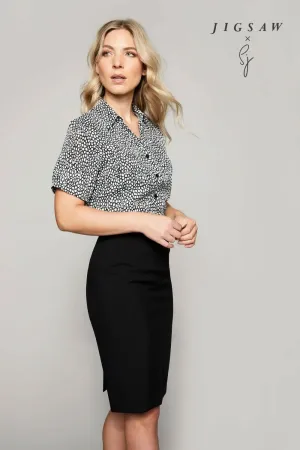 SJ034 - Open Collar Blouse - Loop Print