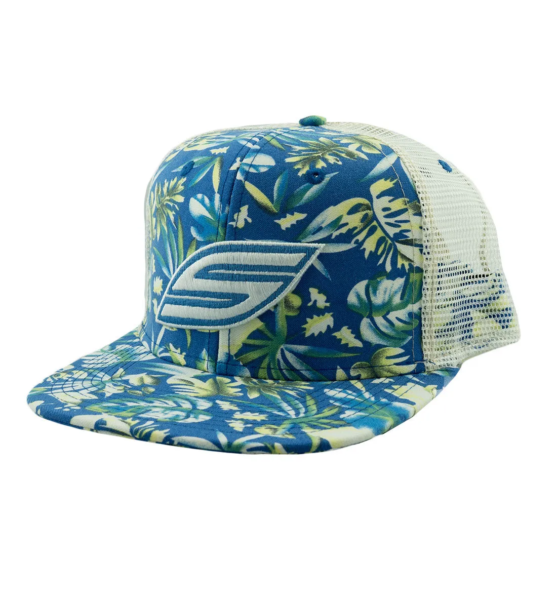 Social Paintball Snapback Hat - Blue Flower Trucker