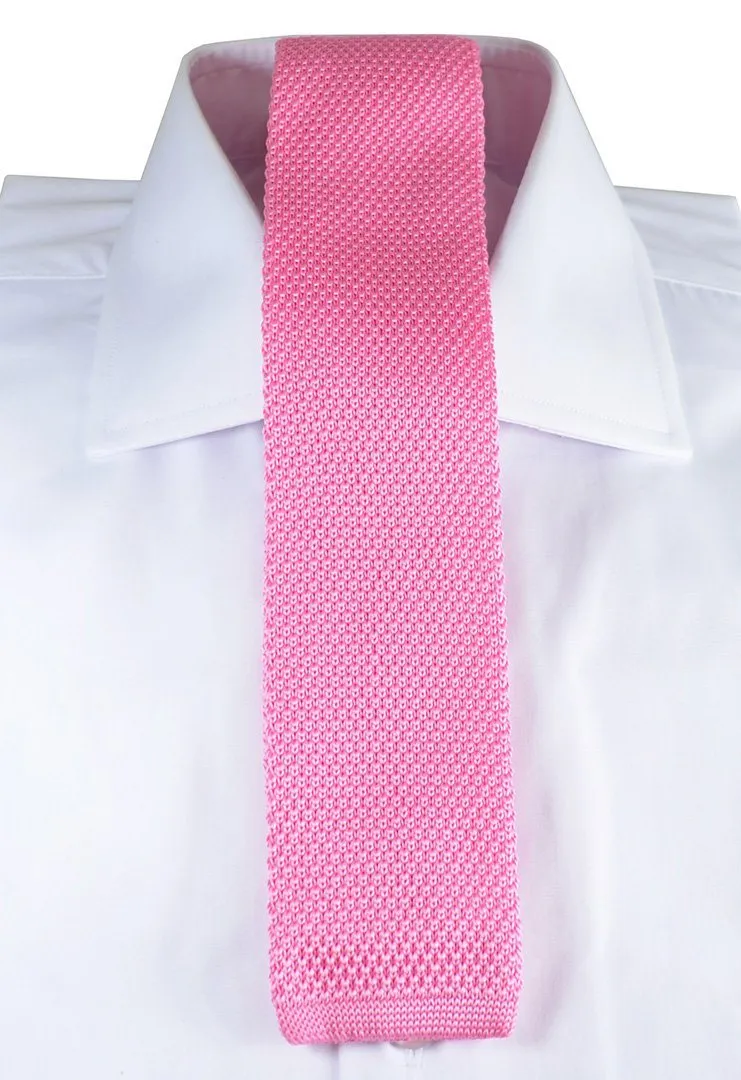 Solid Pink Knit Tie by Paul Malone