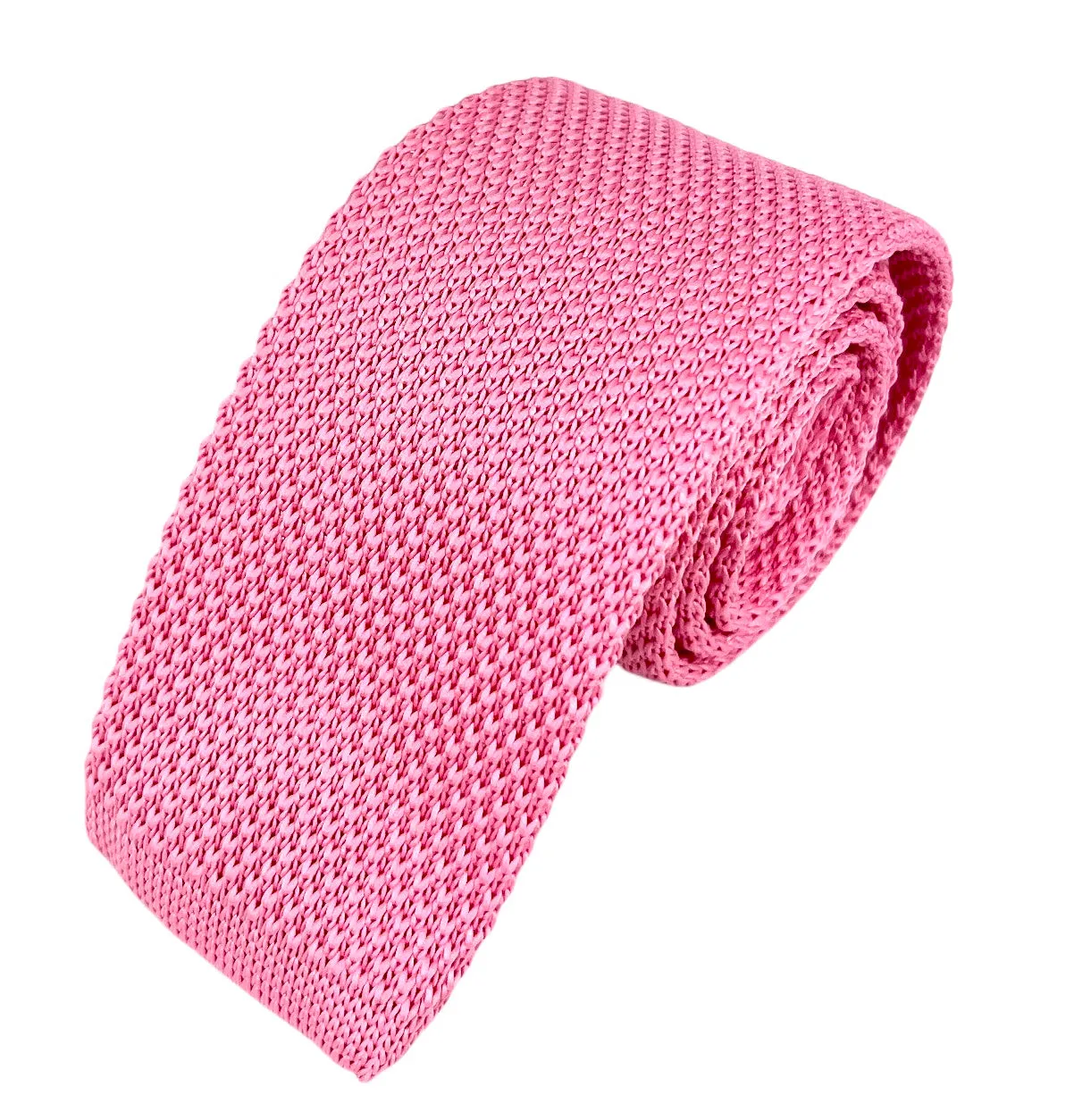 Solid Pink Knit Tie by Paul Malone