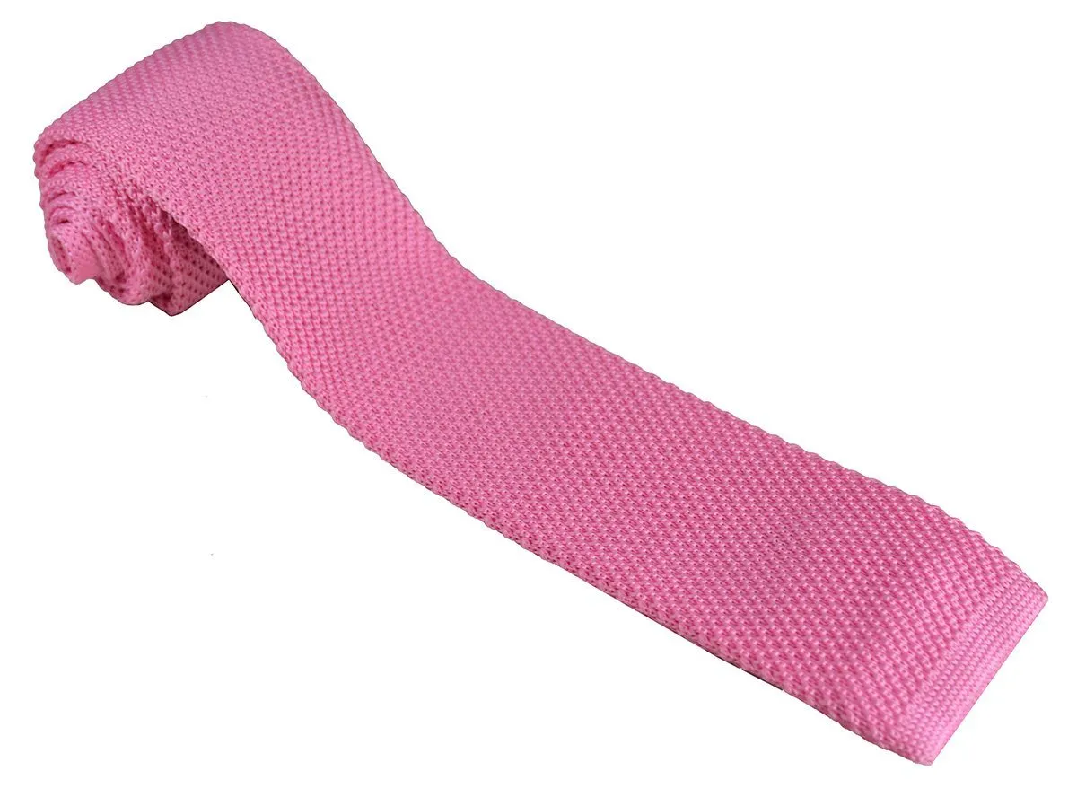 Solid Pink Knit Tie by Paul Malone