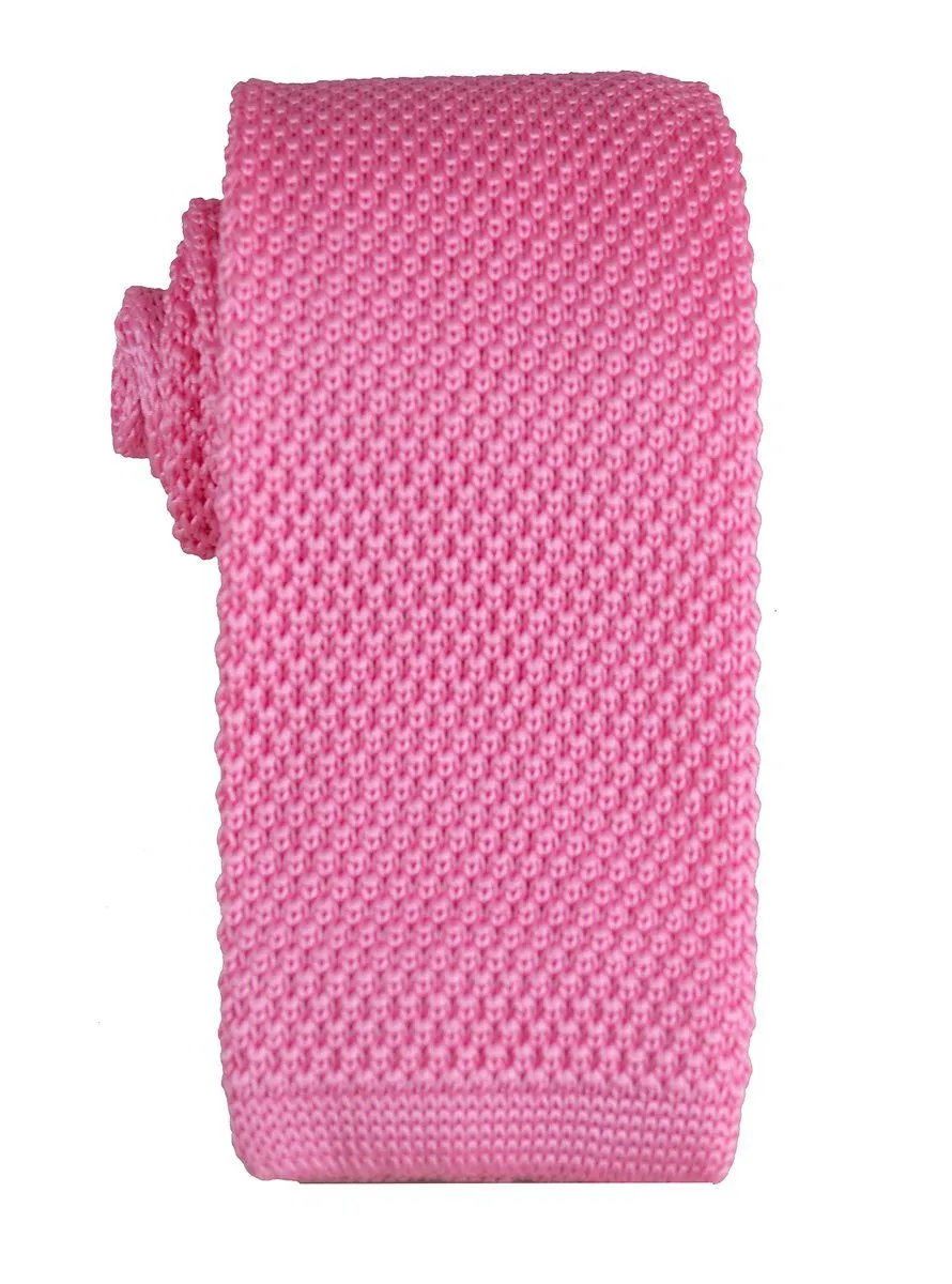 Solid Pink Knit Tie by Paul Malone