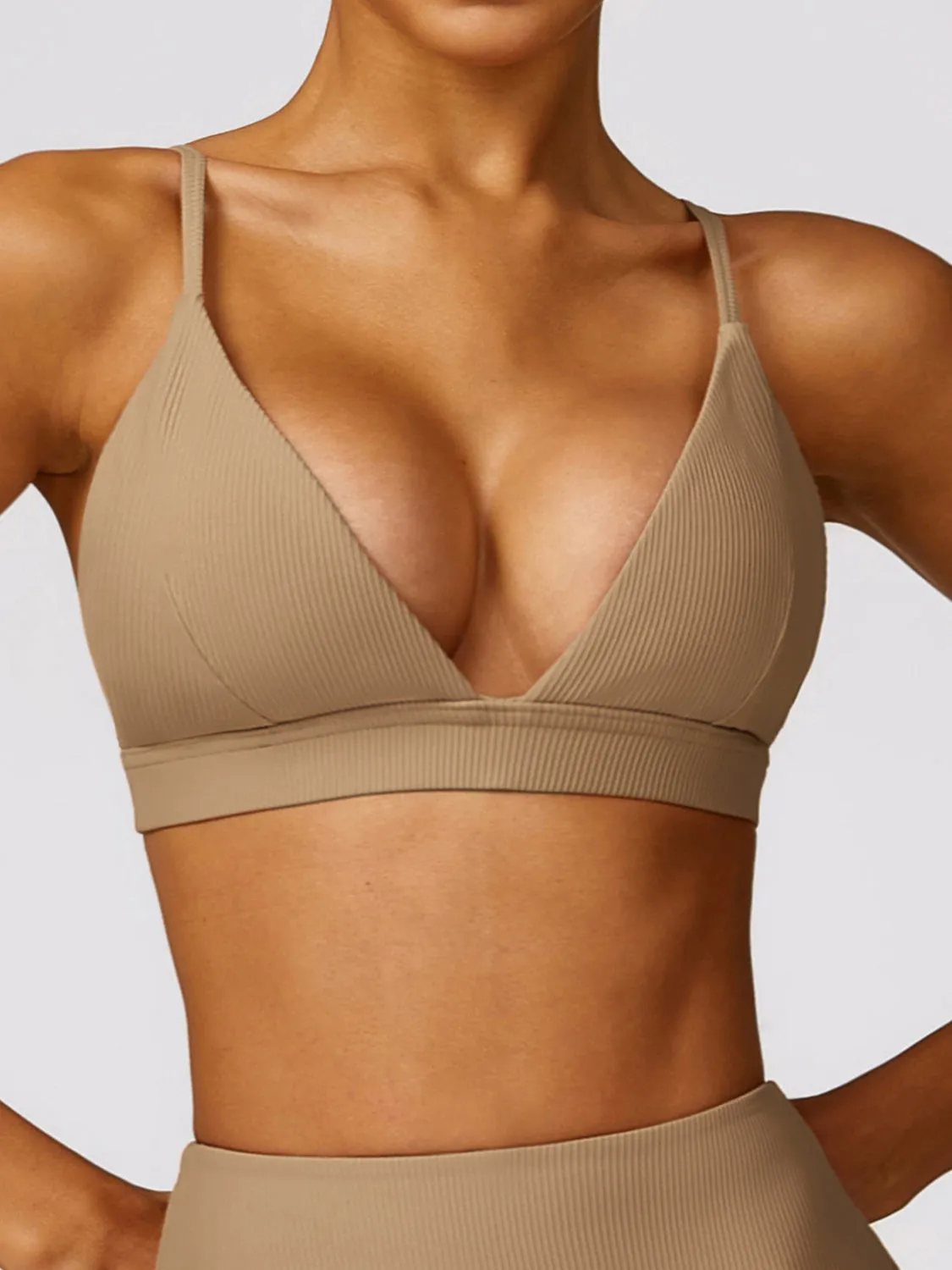 Spaghetti Strap Active Bra Sports Activewear Crop Top Yoga Tops