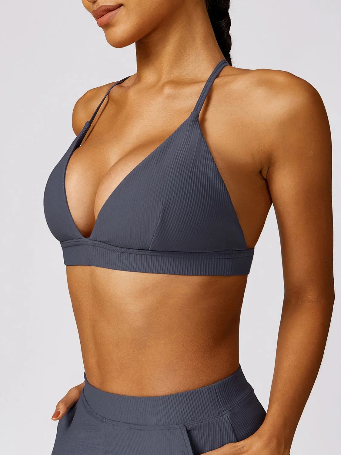 Spaghetti Strap Active Bra Sports Activewear Crop Top Yoga Tops