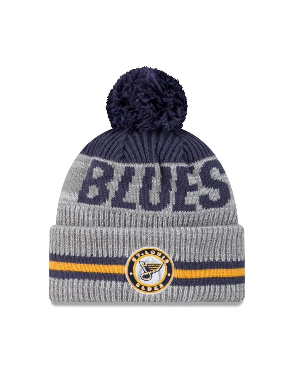 ST. LOUIS BLUES NEW ERA NOTE RUNNER POM KNIT - GREY/NAVY