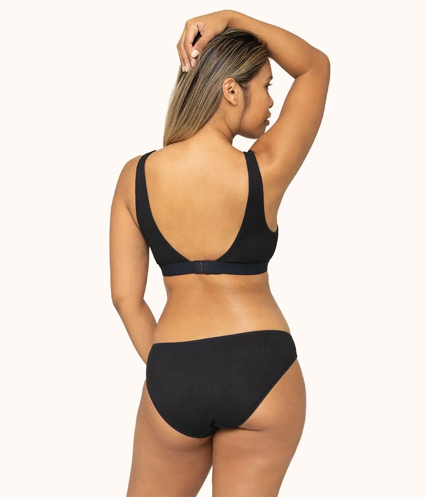 The Ribbed Bikini: Jet Black