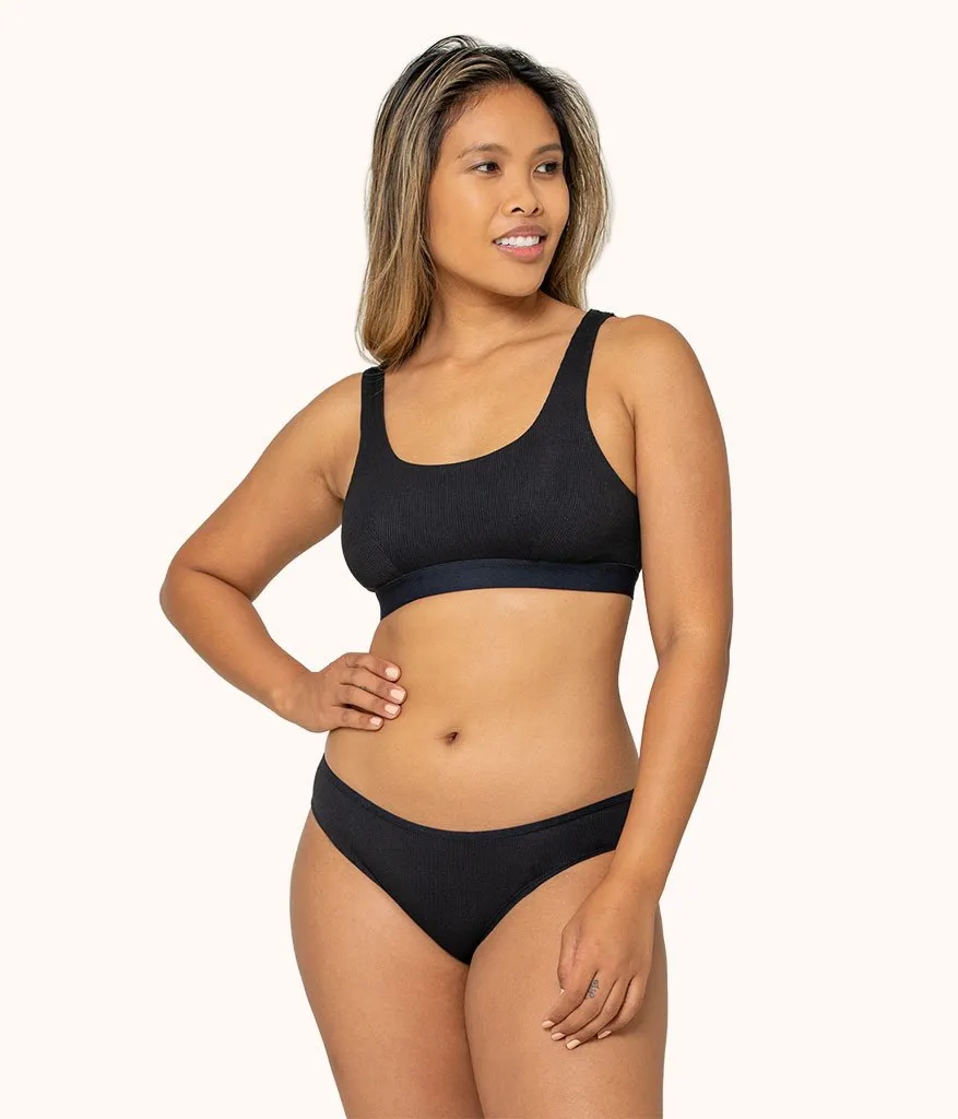 The Ribbed Bikini: Jet Black