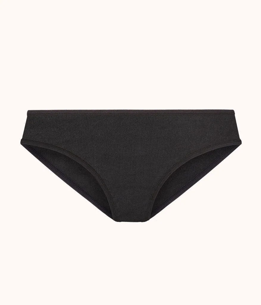 The Ribbed Bikini: Jet Black