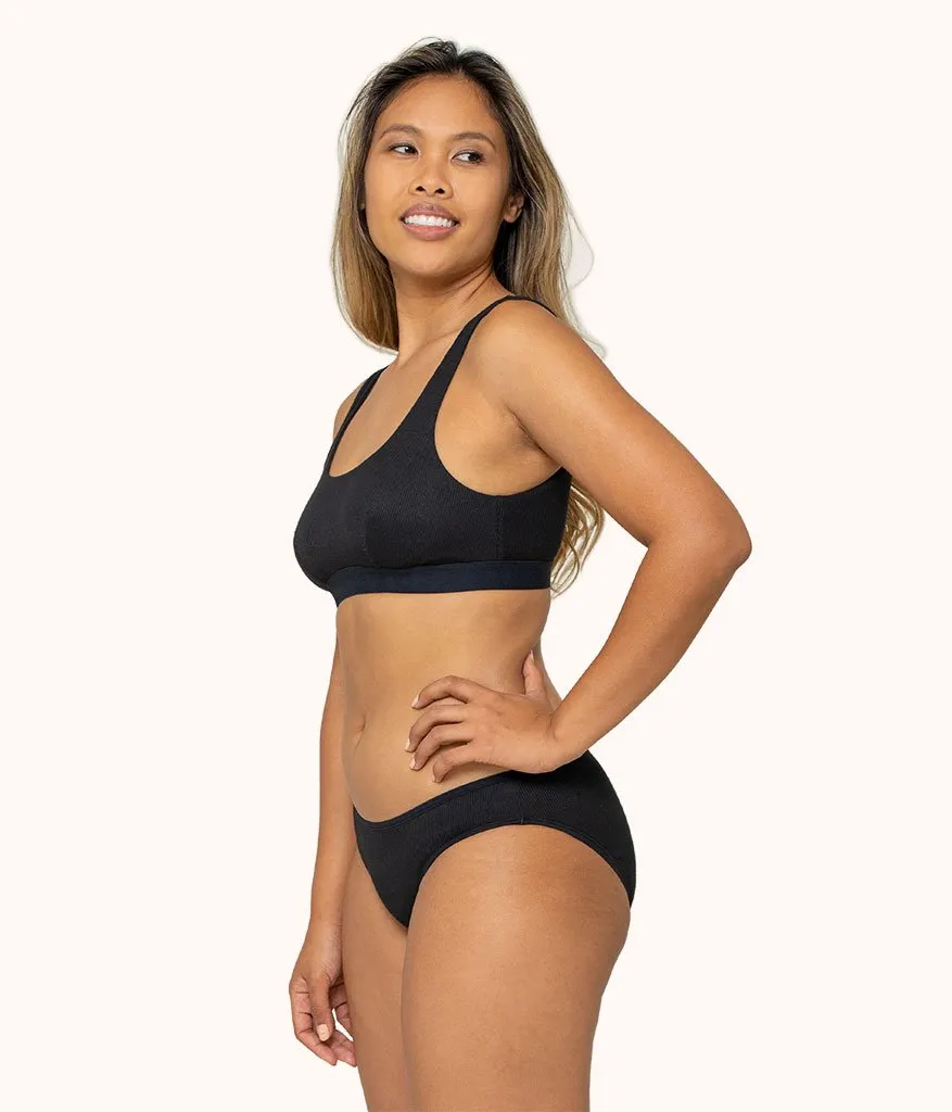 The Ribbed Bikini: Jet Black