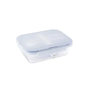 Two Compartment 930ml Microwave Oven Safe Navy Glass Lunch Box With Cutlery - Your Convenient and Durable Meal Companion