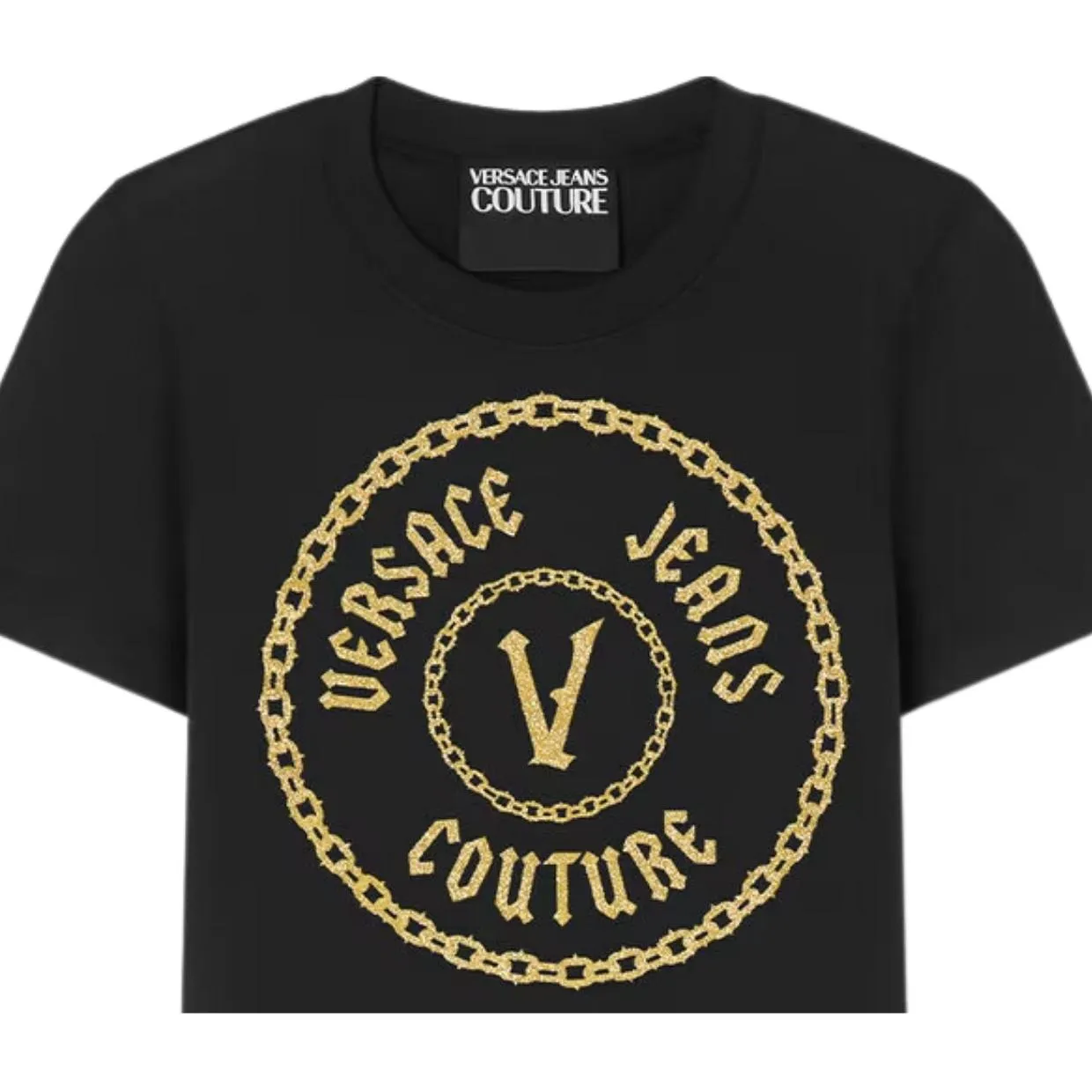 Versace Jeans Couture Chain V-Emblem Black & Gold T-Shirt