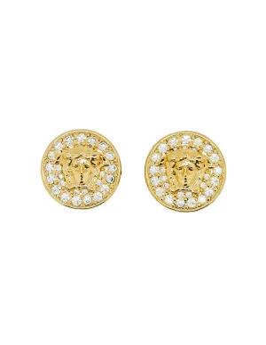 Versace Vintage Medusa Gold Rhinestone Earrings