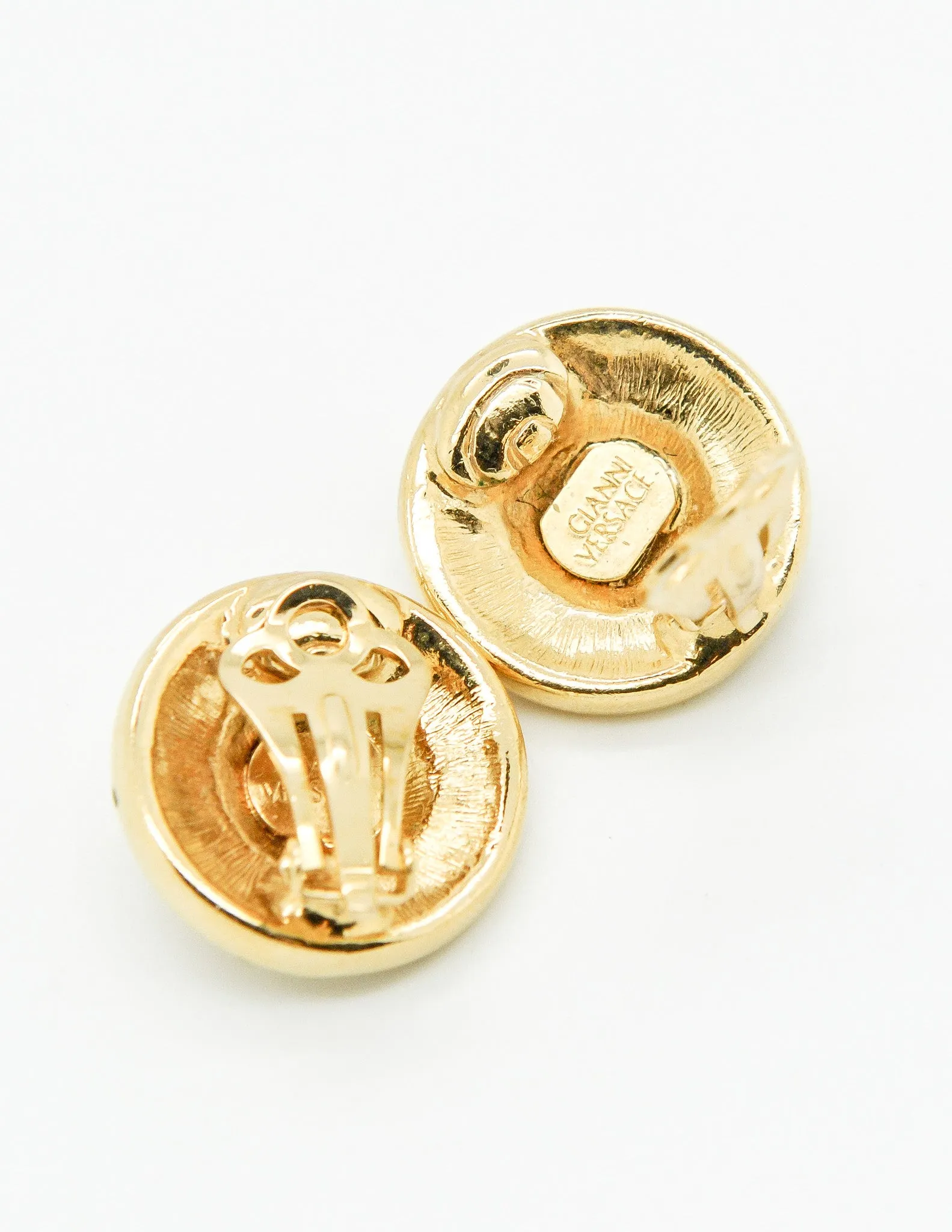 Versace Vintage Medusa Gold Rhinestone Earrings