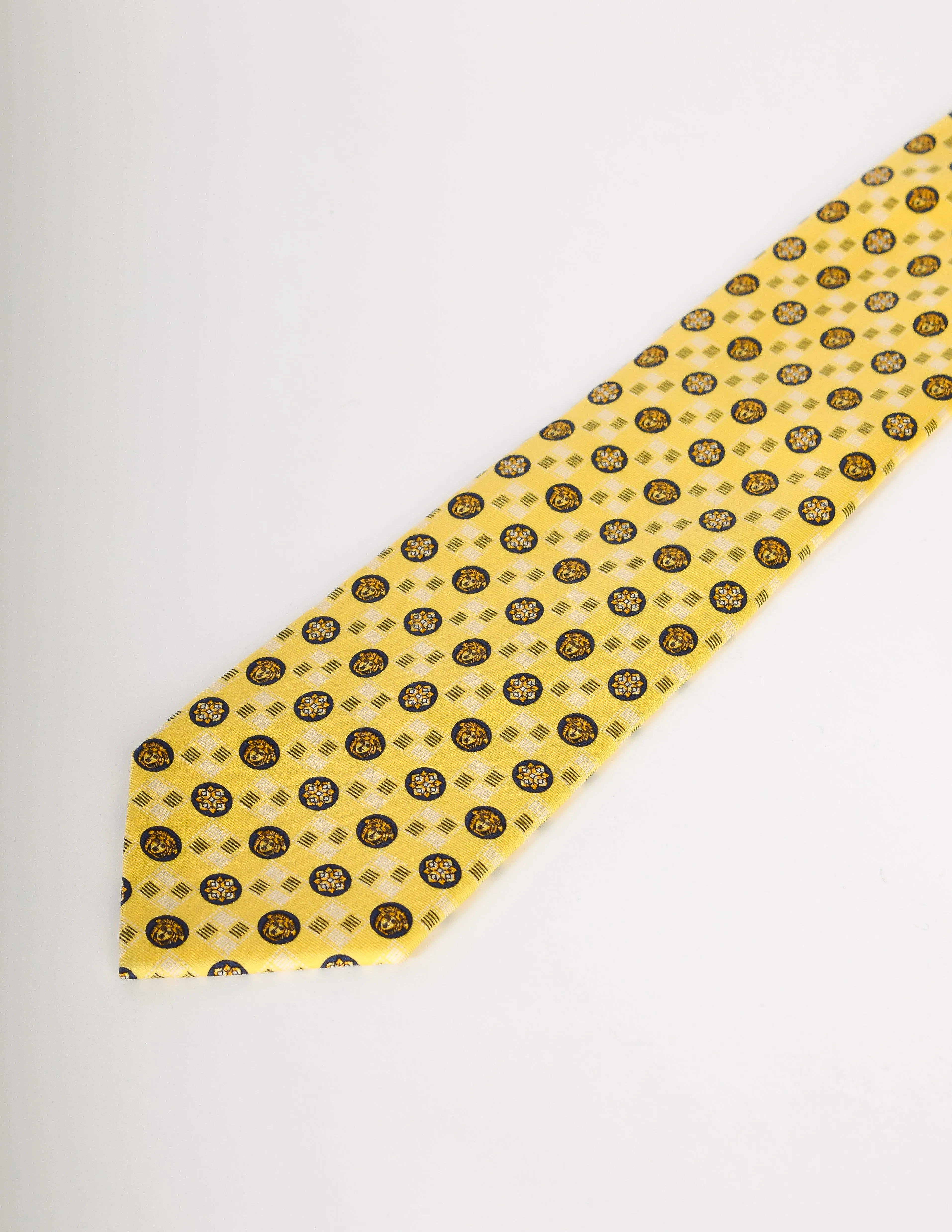 Versace Vintage Yellow and Black Medusa Silk Neck Tie