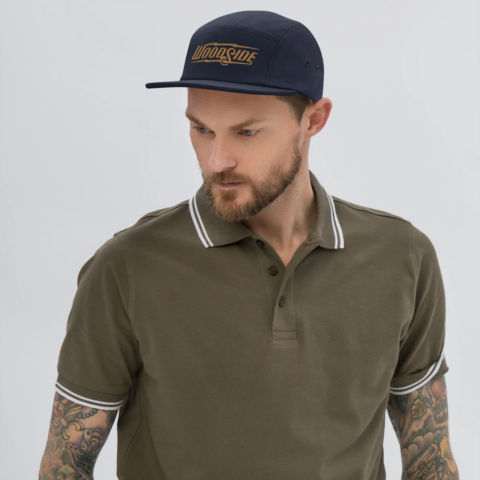 Woodside Brand Embroidered Logo Camper Cap