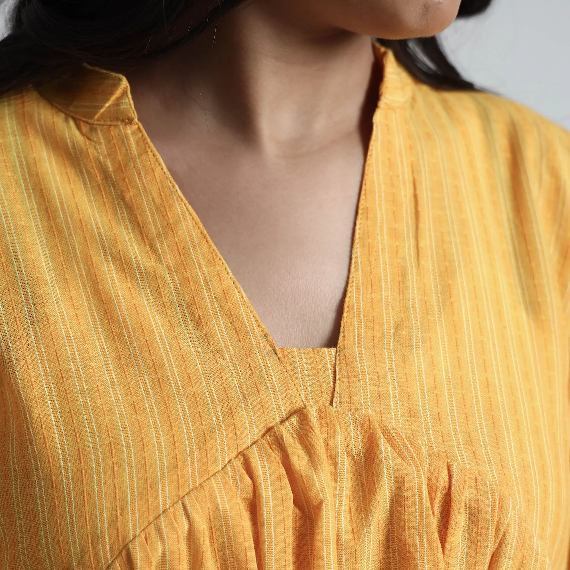 Yellow - Exquisite Jacquard Cotton Dress