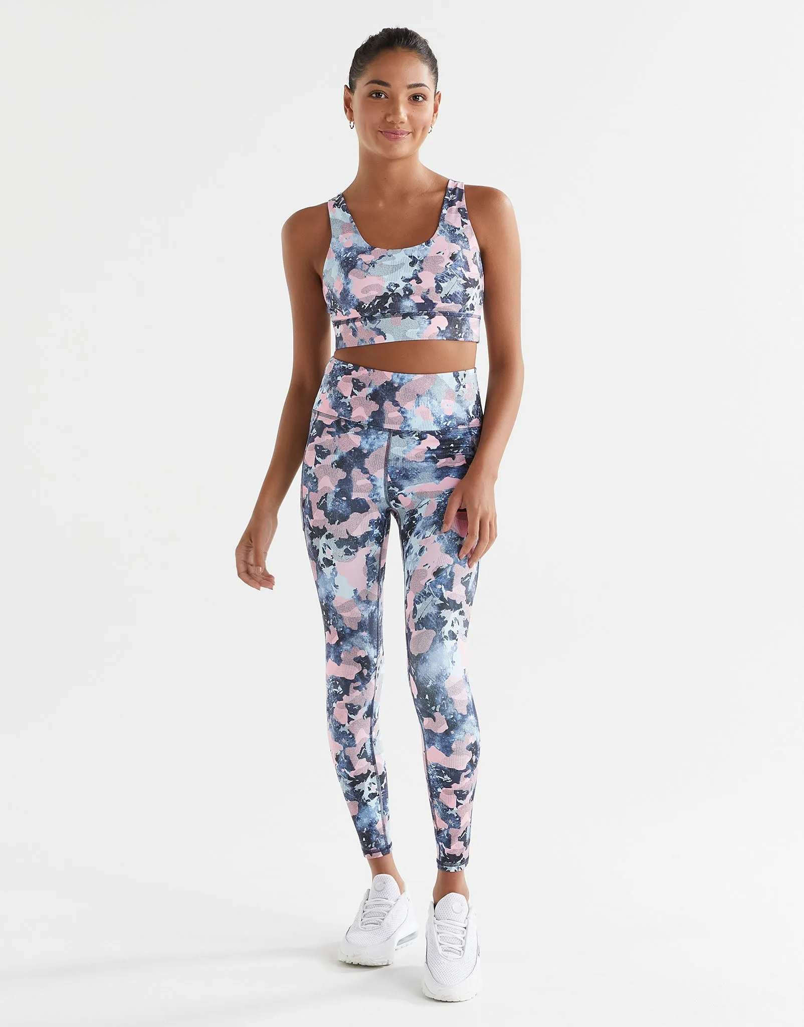 ZOE Air-Core Sports Bra - Blue & Pink Abstract Print